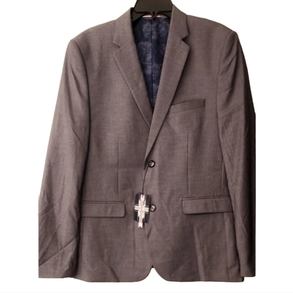 SOUL OF LONDON Two button Notch lapel Men's Slim fit Blazer In Gray Sz 46R